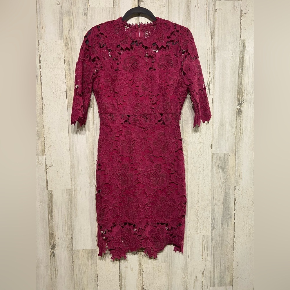 Lulus A Fine Romance Magenta Lace Sheath Mini Dress Medium - Picture 3 of 13